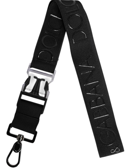 Dolce & Gabbana Zwarte Rekbare Polyester Rubberised DG Logo Sleutelhanger - Image 2