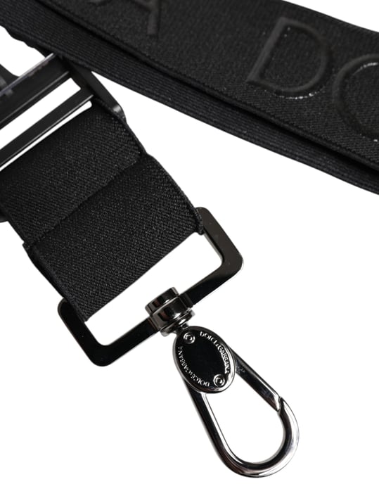 Dolce & Gabbana Zwarte Rekbare Polyester Rubberised DG Logo Sleutelhanger - Image 4