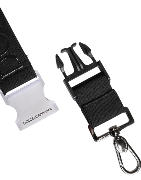 Dolce & Gabbana Zwarte Rekbare Polyester Rubberised DG Logo Sleutelhanger - Image 5