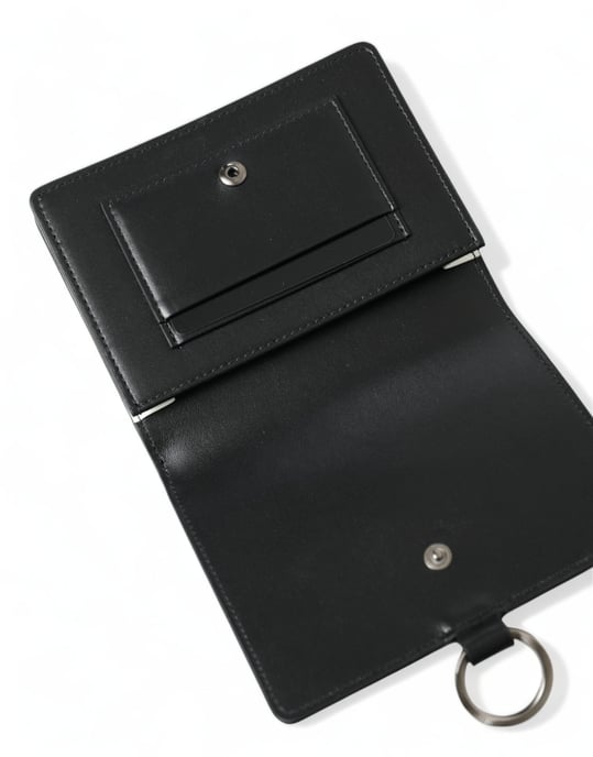 Dolce & Gabbana Zwarte Leren Kaarthouder Portemonnee met Kristalversiering - Image 6