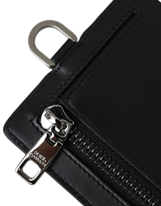 Dolce & Gabbana Zwart Kalfskleren Lanyard Logo Kaartenhouder Herenportemonnee - Image 5