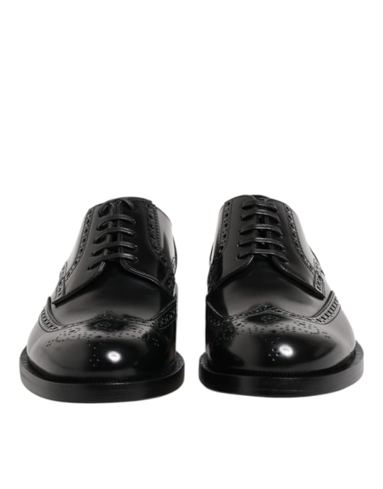 Dolce & Gabbana Zwarte Leren Derby Wingtip Formele Schoenen - Image 2