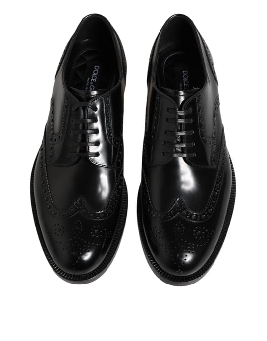 Dolce & Gabbana Zwarte Leren Derby Wingtip Formele Schoenen - Image 3