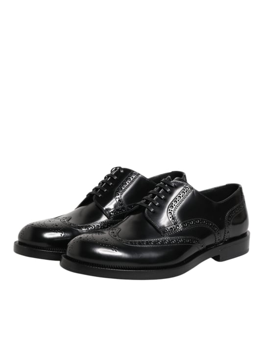 Dolce & Gabbana Zwarte Leren Derby Wingtip Formele Schoenen - Image 4