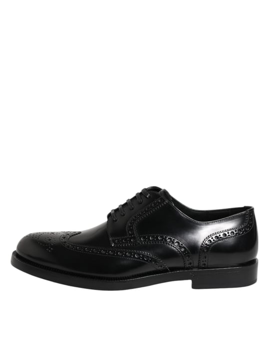 Dolce & Gabbana Zwarte Leren Derby Wingtip Formele Schoenen - Image 6
