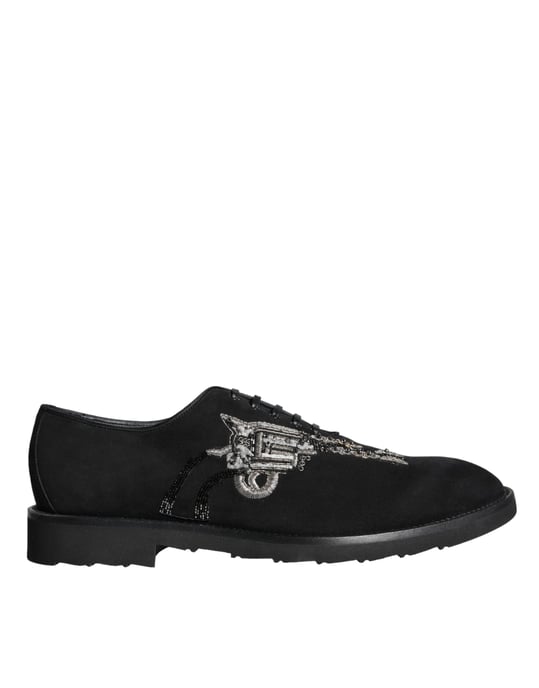 Dolce & Gabbana Zwarte Suède Sicilia Veterschoenen - Image 1