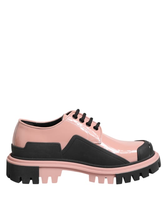 Dolce & Gabbana Licht Poederroze Zwarte Leren Veterschoenen - Image 2