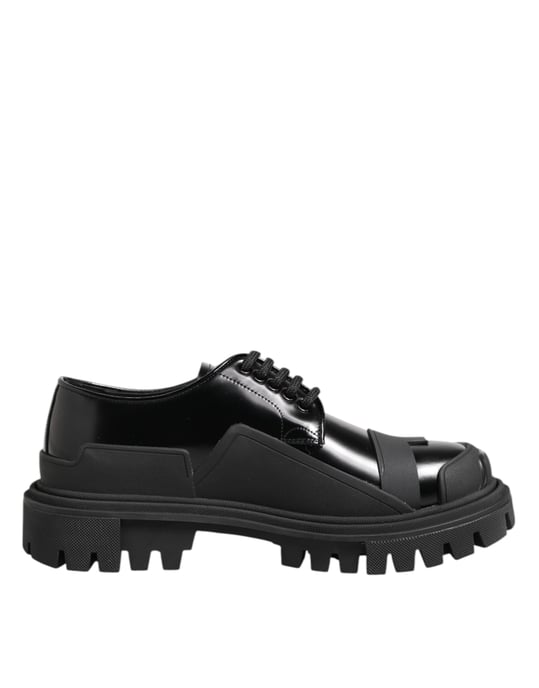 Dolce & Gabbana Zwarte Patenten Leren Trekking Derby Shoes - Image 1