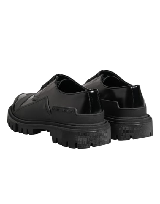 Dolce & Gabbana Zwarte Patenten Leren Trekking Derby Shoes - Image 5