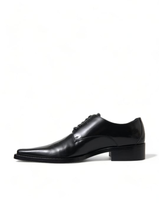 Dolce & Gabbana Zwarte Leren Veterschoenen Formele Flats - Image 5