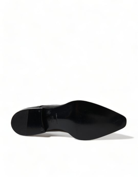 Dolce & Gabbana Zwarte Leren Veterschoenen Formele Flats - Image 6