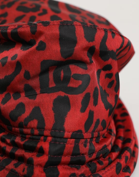 Dolce & Gabbana Rood Zwart Nylon Levenslijn Leeuwprint Hoed Muts voor Mannen - Image 6