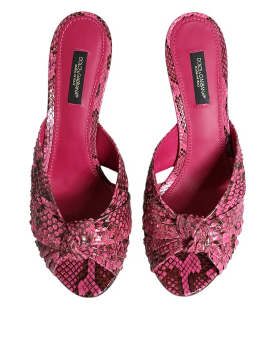 Dolce & Gabbana Roze Leren Hakken Slides Sandalen Schoenen - Image 3