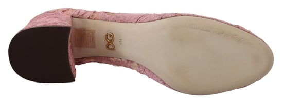 Dolce & Gabbana Roze Taormina Kant Kristal Hakken Pastel Schoenen - Image 5
