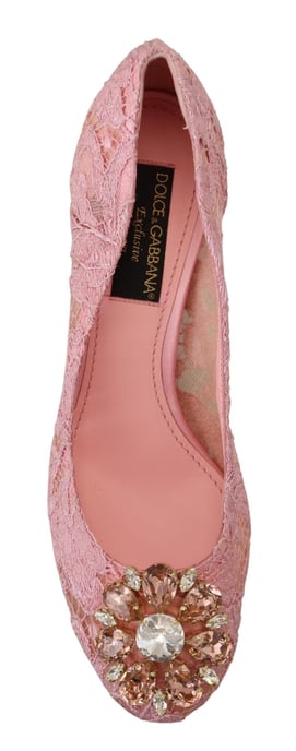Dolce & Gabbana Roze Taormina Kant Kristal Hakken Pastel Schoenen - Image 6