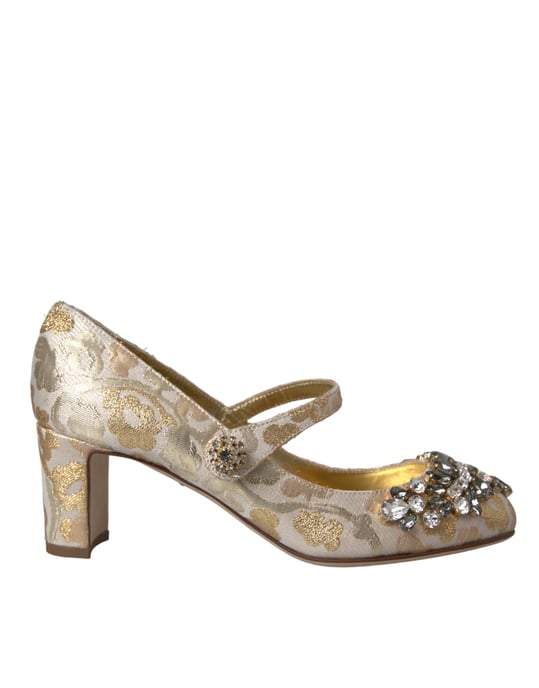 Dolce & Gabbana Gouden Jacquard Kristallen Mary Janes Pumps Schoenen - Image 1