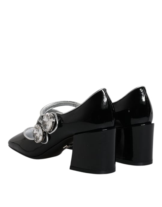 Dolce & Gabbana Zwarte Patentleren Kristallen Mary Jane Pumps Schoenen - Image 5