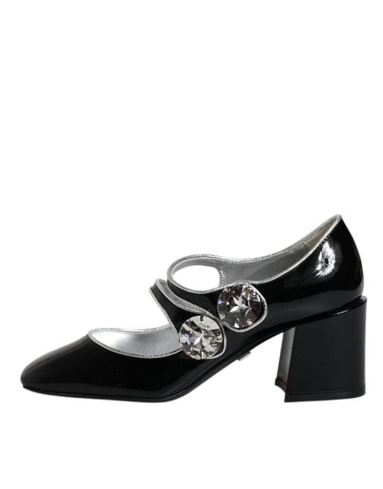 Dolce & Gabbana Zwarte Patentleren Kristallen Mary Jane Pumps Schoenen - Image 6