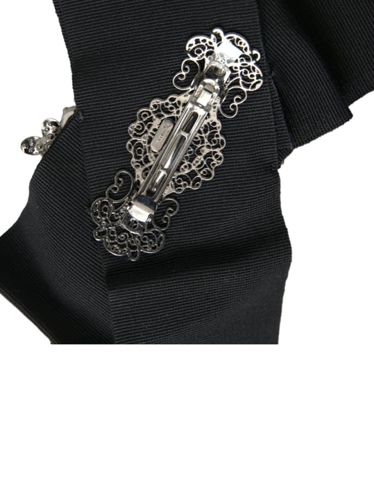 Dolce & Gabbana Zwarte Swarovski Kristal Haarspeld met Versieringen - Image 4