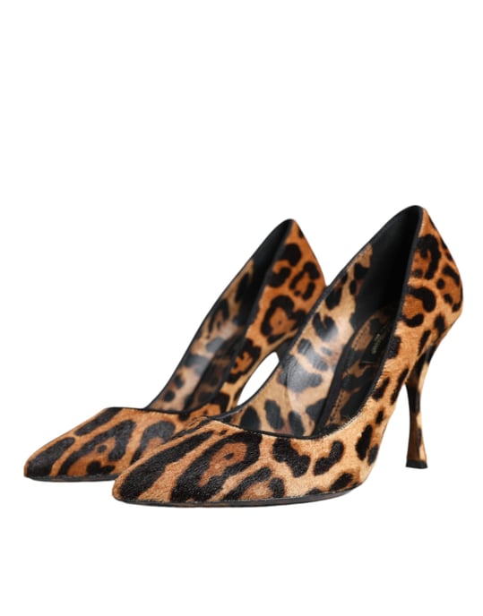 Dolce & Gabbana Bruine Luipaard Kalfs-Haar Hakken Pumps Schoenen - Image 3
