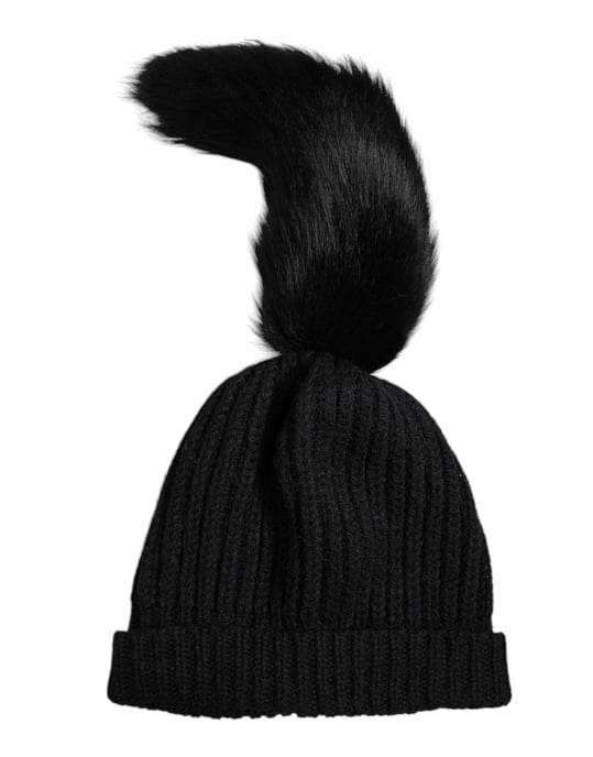 Dolce & Gabbana Zwarte Acrylaat Gebreide Bont Winter Beanie Hoed - Image 2