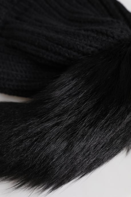 Dolce & Gabbana Zwarte Acrylaat Gebreide Bont Winter Beanie Hoed - Image 5