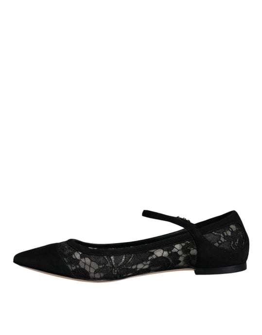 Dolce & Gabbana Zwarte Taormina Kanten Bellucci Ballerina's - Image 4