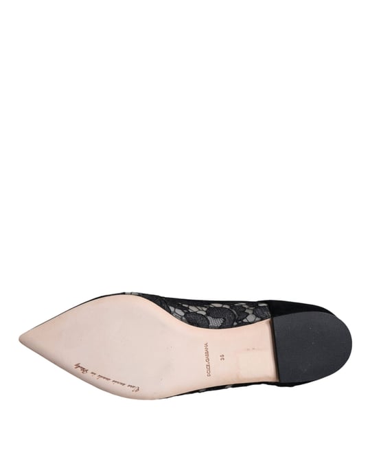 Dolce & Gabbana Zwarte Taormina Kanten Bellucci Ballerina's - Image 6