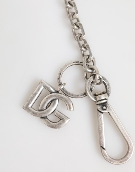 Dolce & Gabbana Zilverkleurige Messing DG Logo Detail Ketting Heren Necklace - Image 4