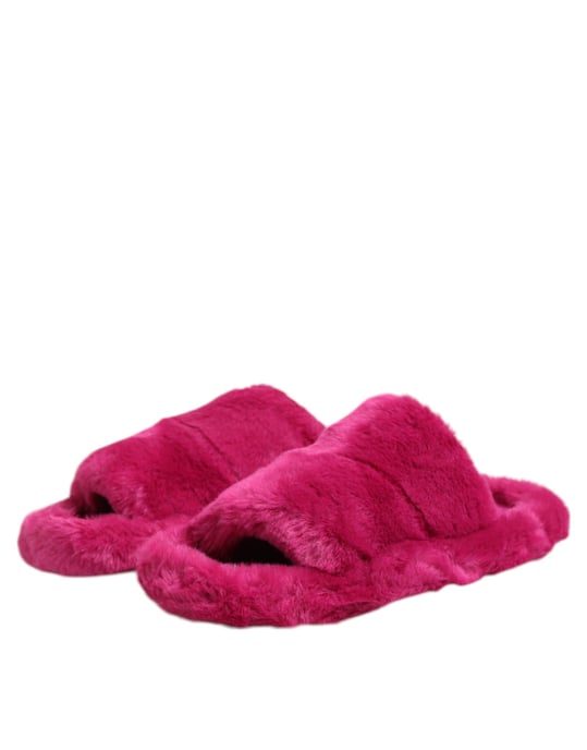 Dolce & Gabbana Roze Acrylaat Nepbont Heren Slippers Sandalen Schoenen - Image 4