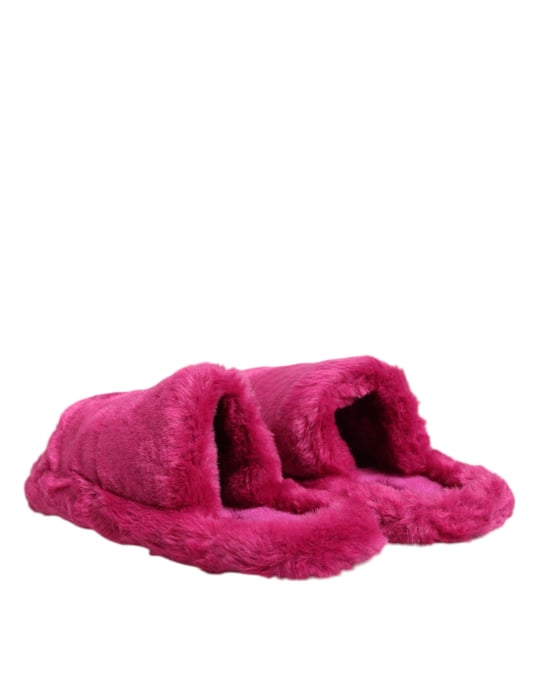 Dolce & Gabbana Roze Acrylaat Nepbont Heren Slippers Sandalen Schoenen - Image 5