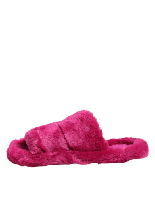 Dolce & Gabbana Roze Acrylaat Nepbont Heren Slippers Sandalen Schoenen - Image 6