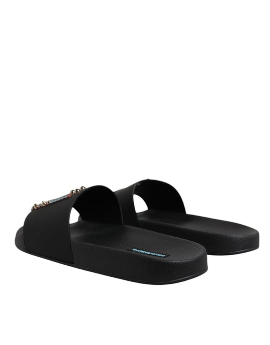 Dolce & Gabbana Zwarte Divers Leren Instapsandalen Strandmode Schoenen - Image 4