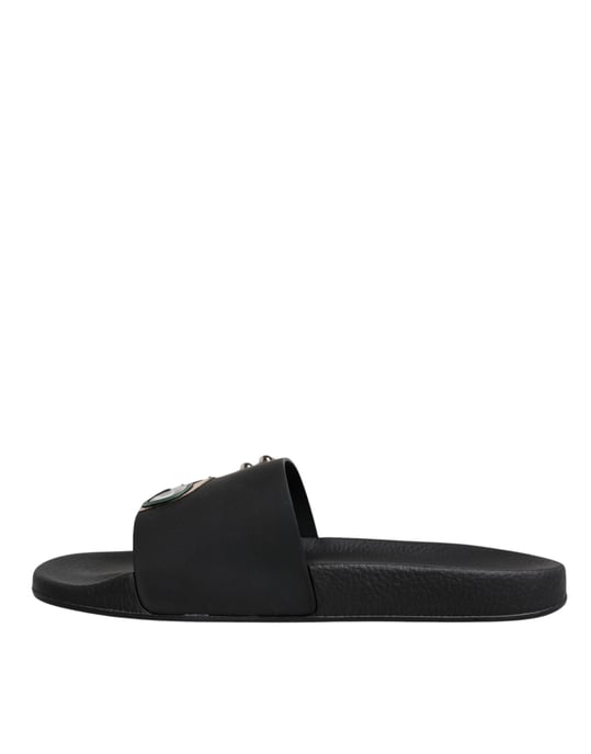 Dolce & Gabbana Zwarte Divers Leren Instapsandalen Strandmode Schoenen - Image 5