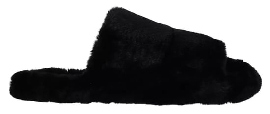 Dolce & Gabbana Zwarte Polyester Nepbont Heren Slippers Sandalen Schoenen - Image 1