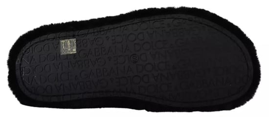 Dolce & Gabbana Zwarte Polyester Nepbont Heren Slippers Sandalen Schoenen - Image 4