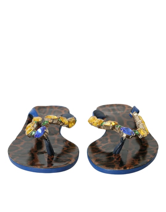 Dolce & Gabbana Blauwe Kristal Kalfsleren Strand schoenen - Image 2