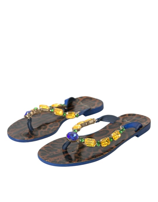 Dolce & Gabbana Blauwe Kristal Kalfsleren Strand schoenen - Image 3