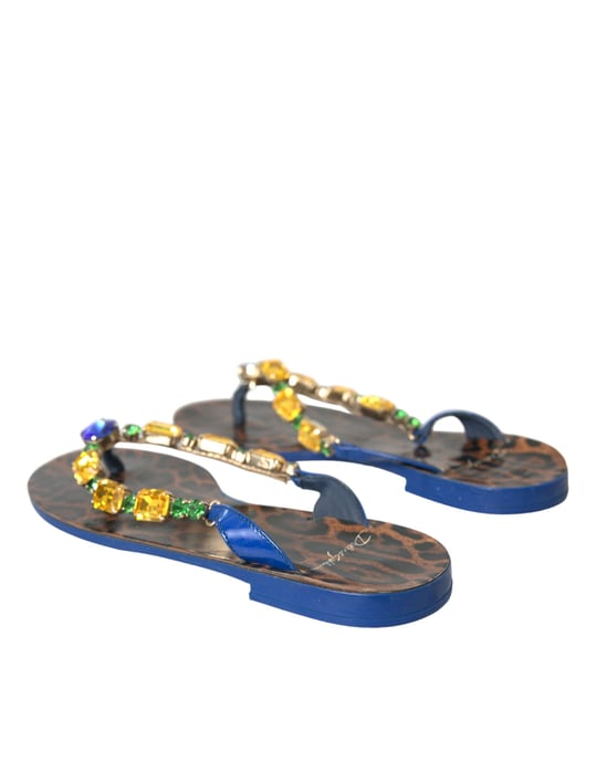 Dolce & Gabbana Blauwe Kristal Kalfsleren Strand schoenen - Image 4