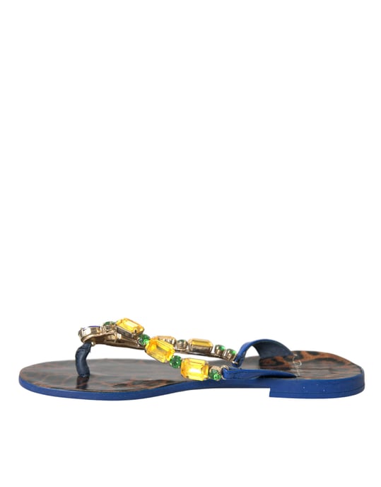 Dolce & Gabbana Blauwe Kristal Kalfsleren Strand schoenen - Image 5