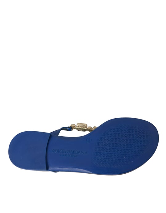 Dolce & Gabbana Blauwe Kristal Kalfsleren Strand schoenen - Image 6