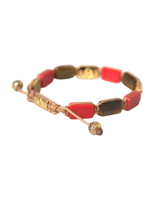 Nialaya CZ Tijgeroog Rode Koraal 925 Zilver Heren Armband - Image 2