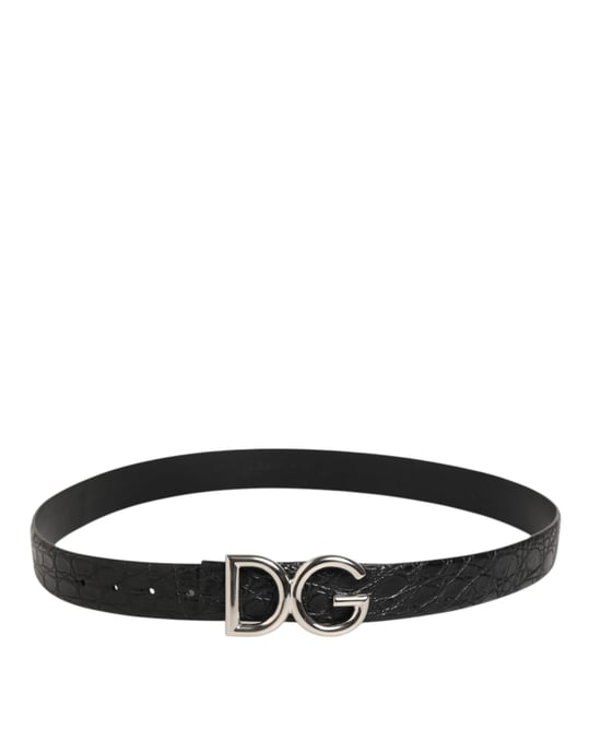 Dolce & Gabbana Zwarte Exotische Leren DG Logo Gesp Riem - Image 4