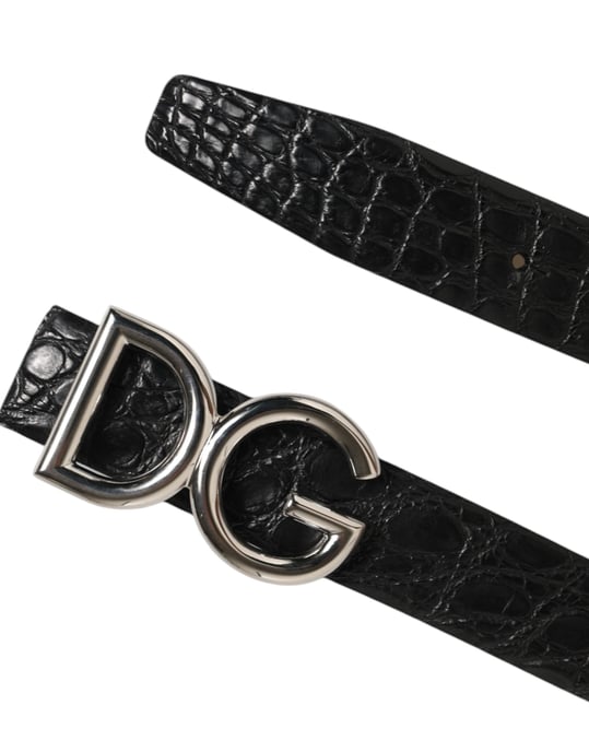 Dolce & Gabbana Zwarte Exotische Leren DG Logo Gesp Riem - Image 5