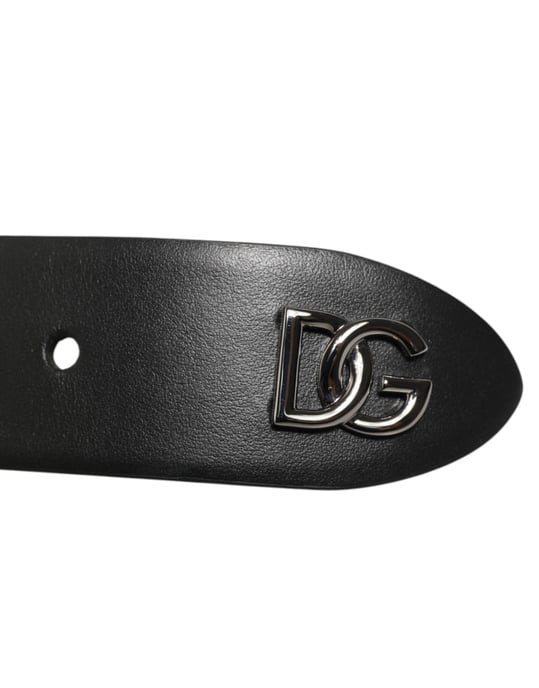 Dolce & Gabbana Zwarte Kalfsleren Riem met Studs en Zilveren Gesp - Image 4