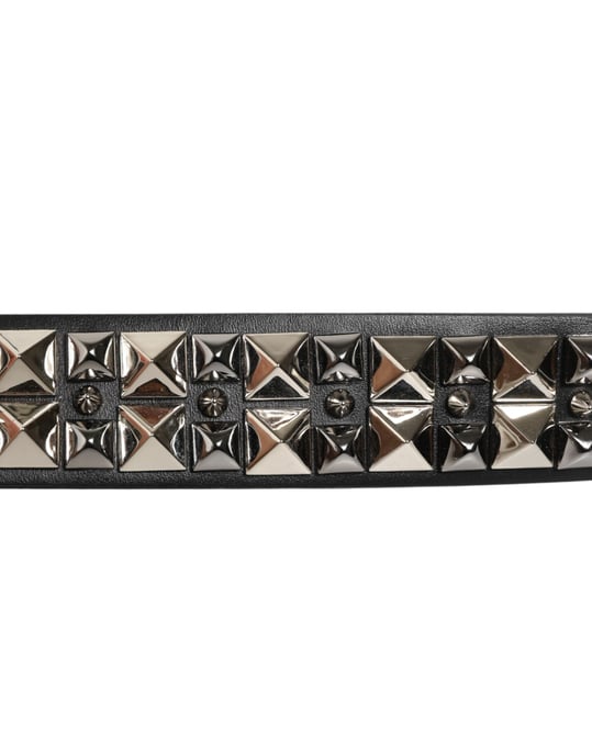 Dolce & Gabbana Zwarte Kalfsleren Riem met Studs en Zilveren Gesp - Image 5