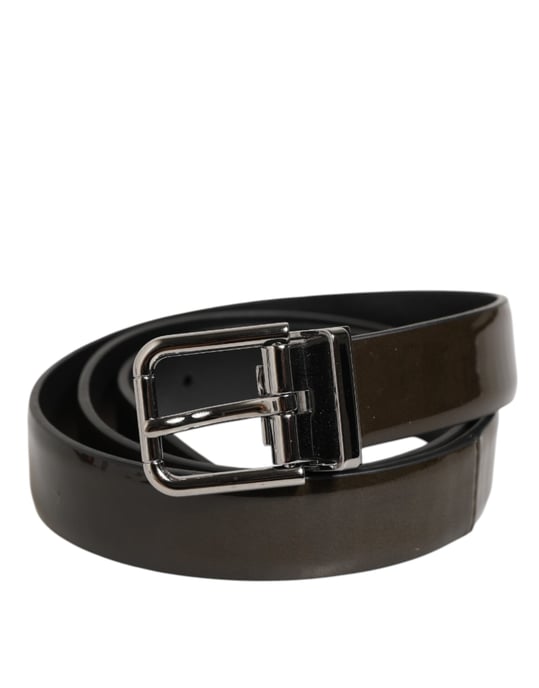 Dolce & Gabbana Bruin Glanzend Leren Klassieke Metalen Gesp Riem - Image 1
