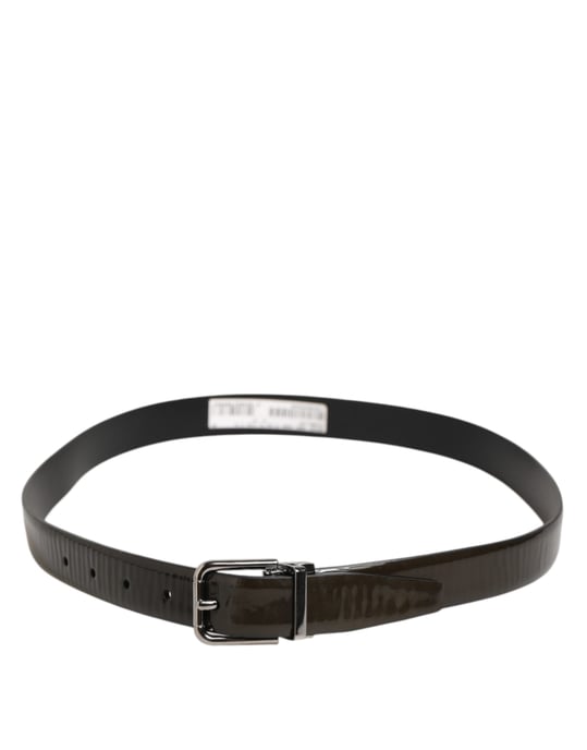 Dolce & Gabbana Bruin Glanzend Leren Klassieke Metalen Gesp Riem - Image 5