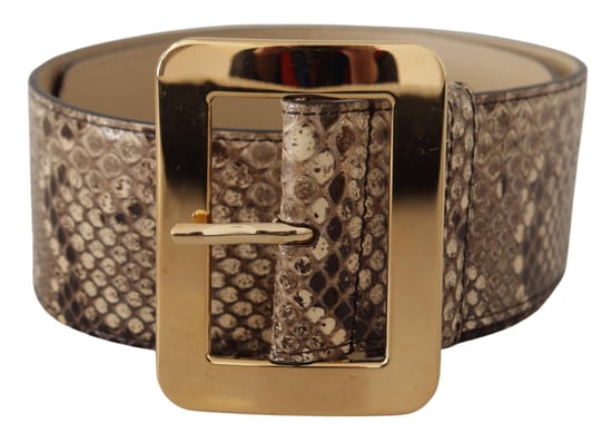 Dolce & Gabbana Bruine Exotische Brede Leren Gouden Metalen Gesp Riem - Image 1