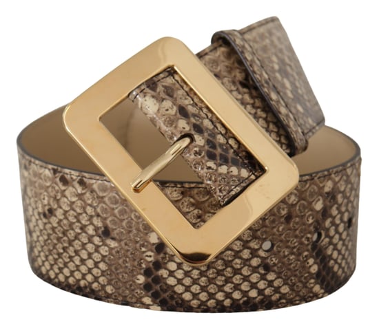 Dolce & Gabbana Bruine Exotische Brede Leren Gouden Metalen Gesp Riem - Image 2